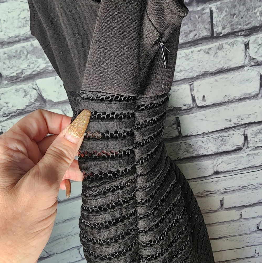 Poetry Black Textured Mini Dress - S - Picture 5 of 6